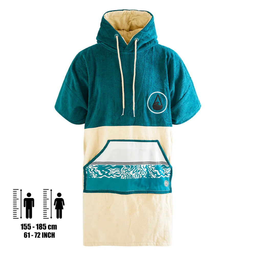 Poncho Petrol, Baumwolle Velours
