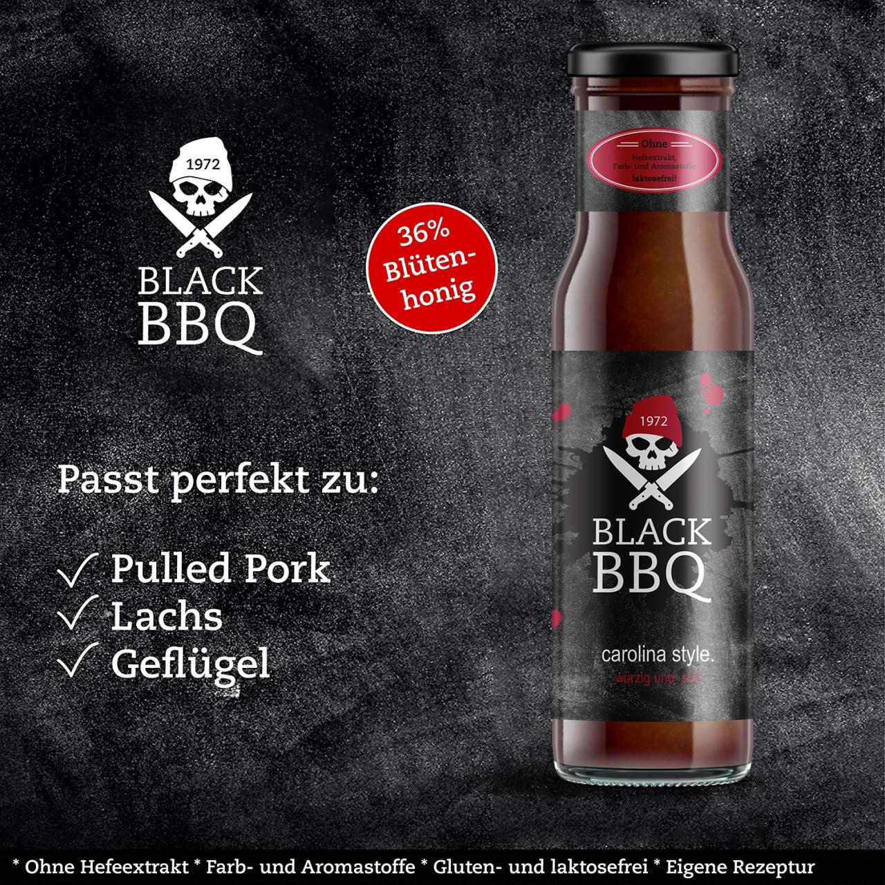 Black BBQ carolina style. Honig Senf Sauce
