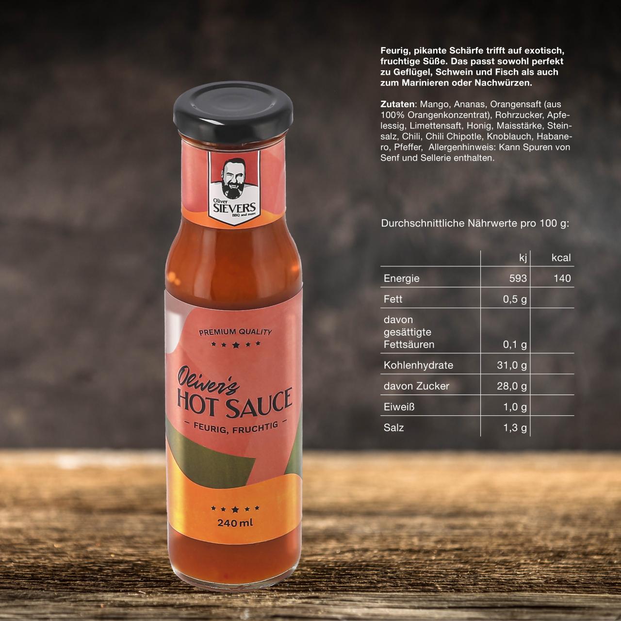 World BBQ Champion Olivers HOT SAUCE -Feurig, Fruchtig-