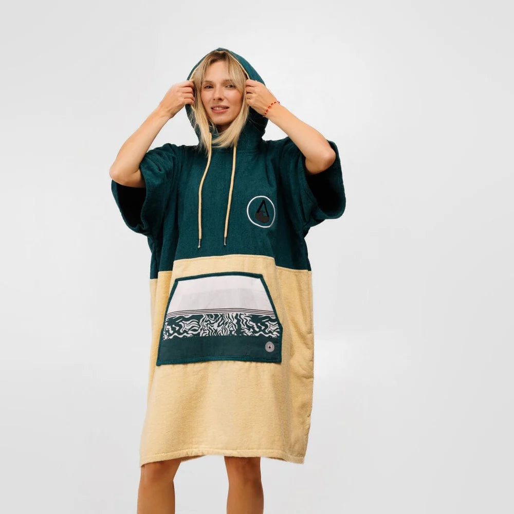 Poncho Petrol, Baumwolle Velours