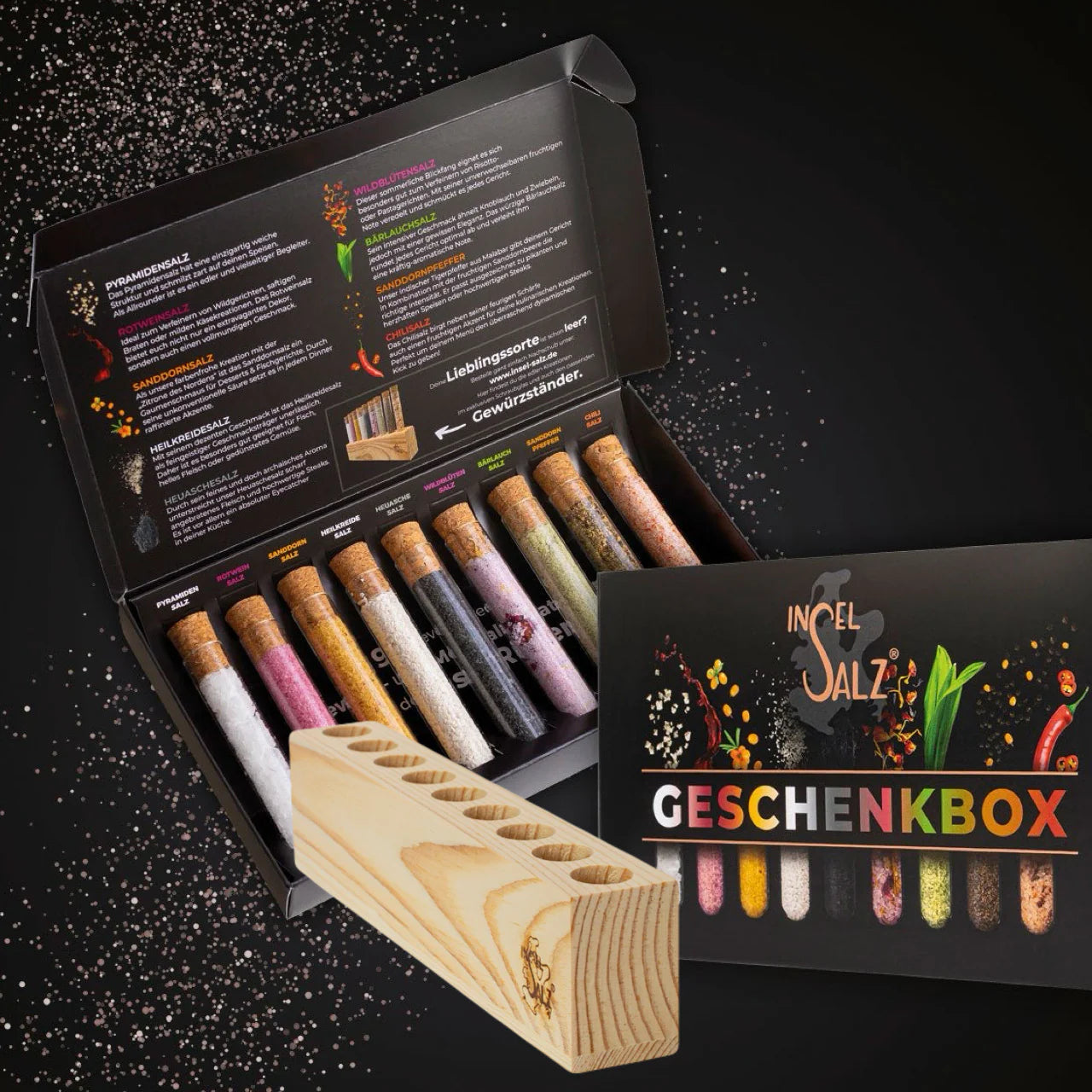 Set GESCHENKBOX - 9 Röhrchen + GEWÜRZSTÄNDER