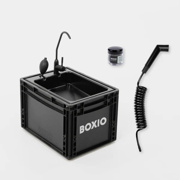 BOXIO WASH PLUS Mobiles Waschbecken mit Campingdusche
