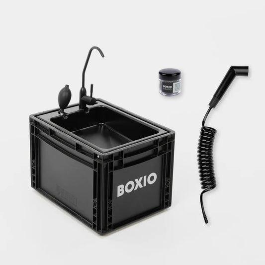 BOXIO WASH PLUS Mobiles Waschbecken mit Campingdusche