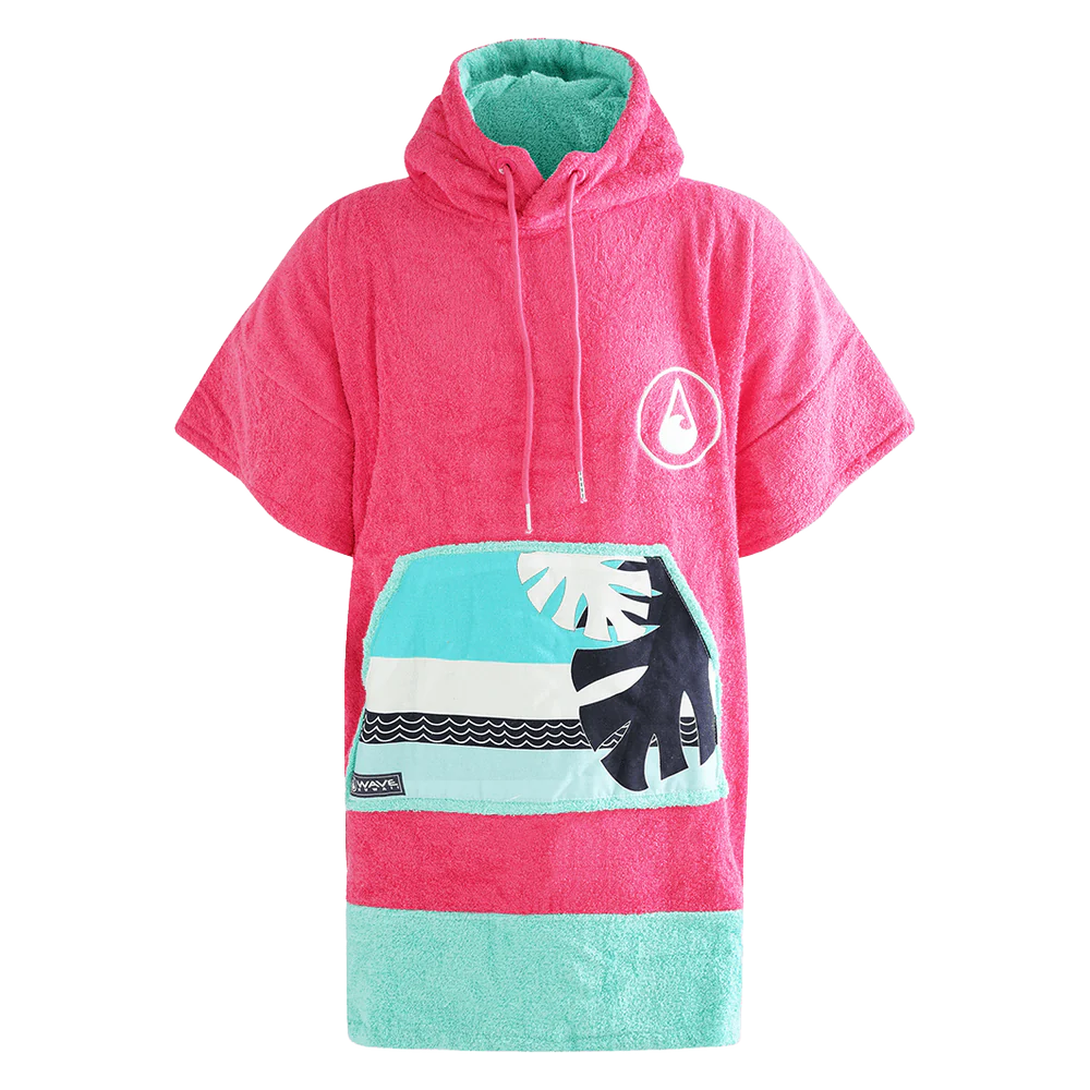 Poncho Pink Wave, Baumwolle Velours